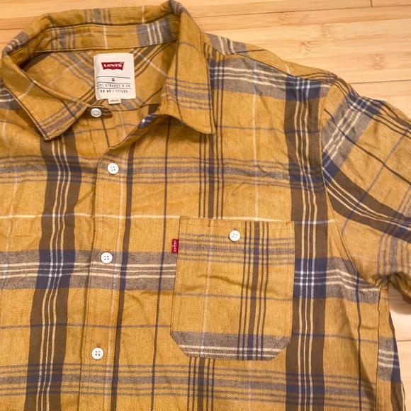 LEVI’S YELLOW GRAY FLANNEL XL MENS LONG SLEEVE - Picture 4 of 10